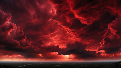 Dark Red Sky with Scary Clouds