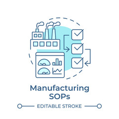 Manufacturing sops soft blue concept icon. Efficiency metrics, performance monitoring. Round shape line illustration. Abstract idea. Graphic design. Easy to use in infographic, presentation