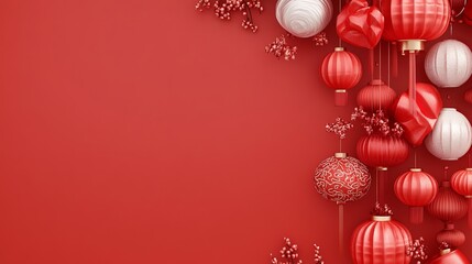 Vibrant Happy Chinese New Year Banner Design with Decorative Elements and Space for Text in 3D Illustration