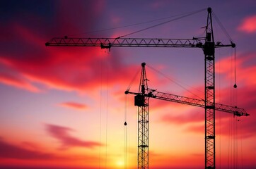 Fototapeta premium the tower crane at big construction tall building.