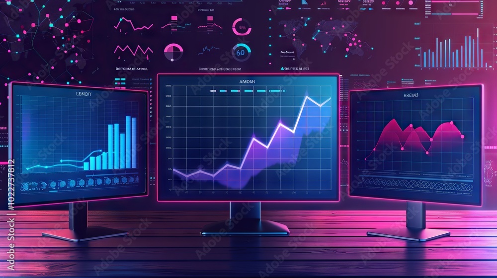 Poster isolated high-resolution financial analysis graphs displaying market trends and data insights on a w