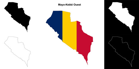 Mayo-Kebbi Ouest region outline map set
