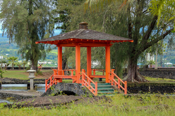 Naklejka premium japanese bridge on the garden