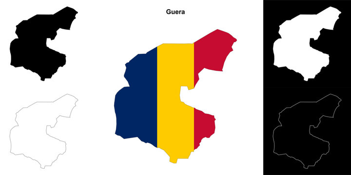 Guera region outline map set