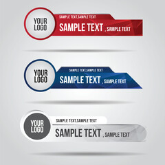 Lower third blue , red and grey design tv template modern contemporary. Set of banners bar screen broadcast show bar name. Collection of lower third for video editing on transparent background.