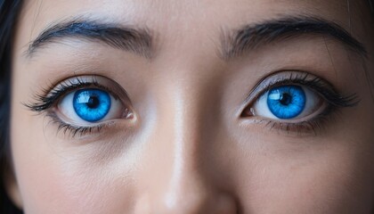 Obraz premium Close up portrait of a beautiful girl with bright blue eyes