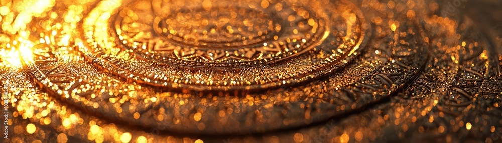 Poster golden patterns create a mesmerizing, elegant texture with intricate designs, reflecting light beaut