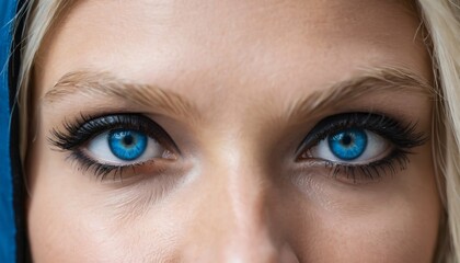 Fototapeta premium Close up portrait of a beautiful girl with bright blue eyes