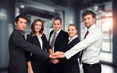 Group, business people team on meeting in office.