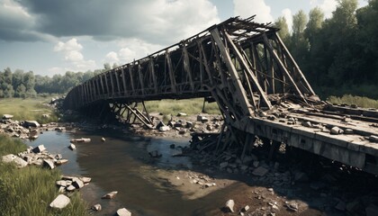 Collapsed Bridge at post apocalypse