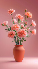 Pink Carnations in a Terracotta Vase