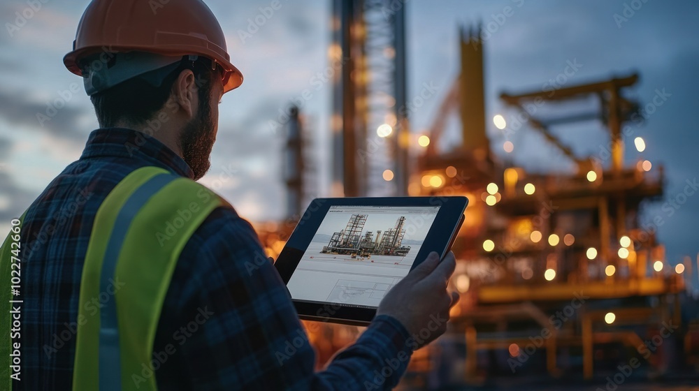 Aufkleber a tablet-assisted drilling operation for gas exploration, with the operator seamlessly controlling d