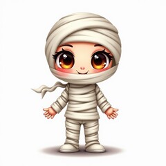 Fototapeta premium mummy isolated halloween illustration in watercolor style. cute character