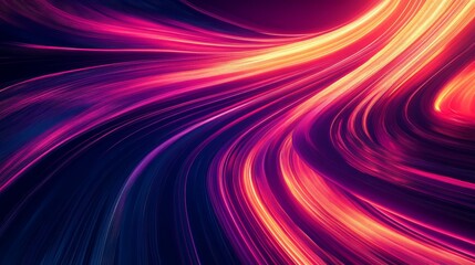 Obraz premium Neon drill-like stripes with turns and swirls. High-speed tech lines 