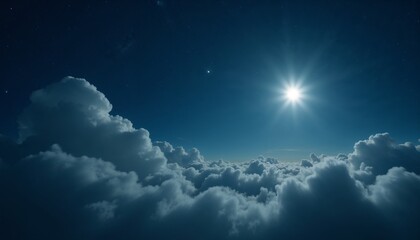 The Star of Bethlehem illuminating quiet night sky filled with soft clouds