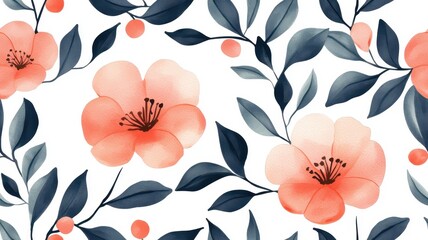 A beautiful seamless chinoiserie pattern rendered in soft watercolor hues