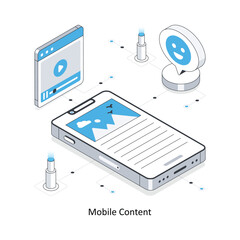 Mobile Content isometric stock illustration. EPS File stock illustration
