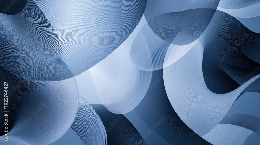 Poster abstract wave patterns in dark blue tones create a calming visual effect resembling fluid motion and