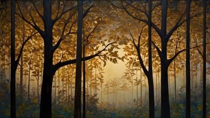 Naklejka premium sunset in the forest