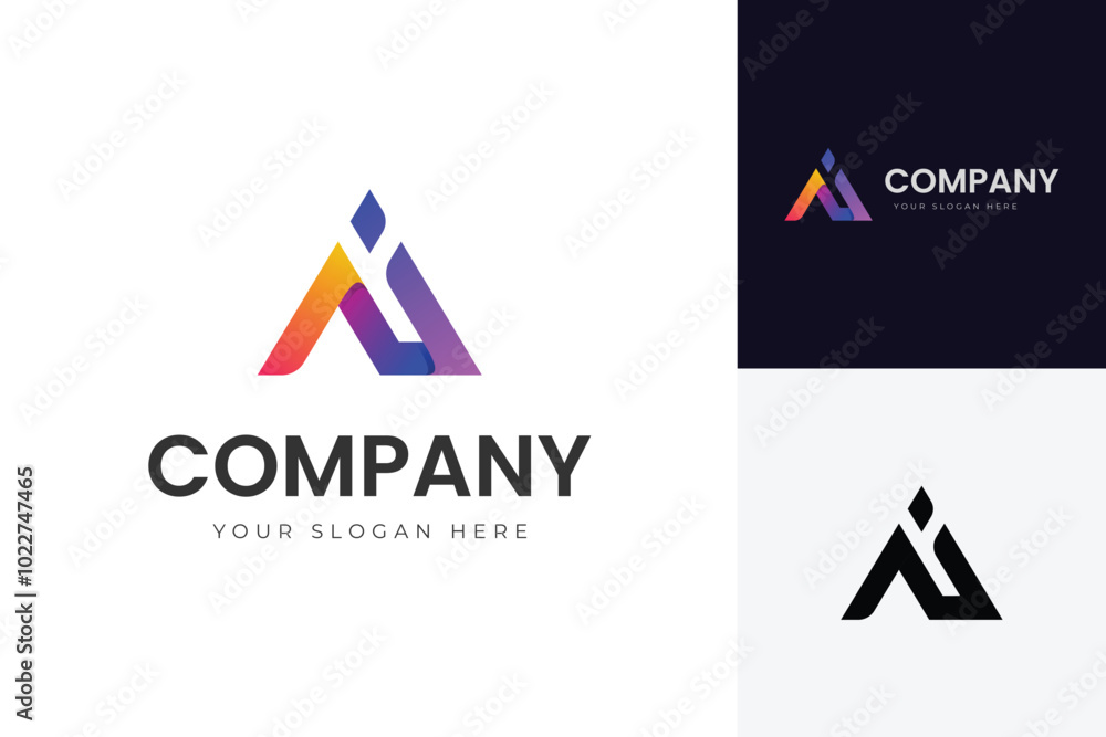 Fototapete letter ai tech logo design with gradient shape icon design element for identity business technology 