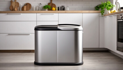 Full Trash Bin in Kitchen