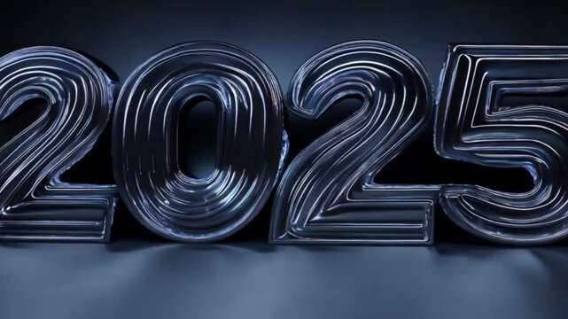 A liquid metal-inspired 2025 logo that transforms smoothly and dynamically.