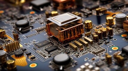 Close-up of a Computer Motherboard with Components