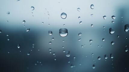 Water droplets on a frosted glass pane, creating a contrast between the sharp detail of the drops and the diffused background