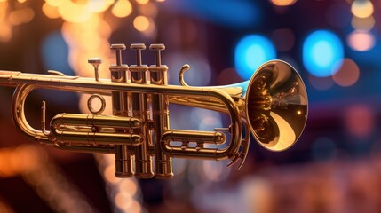Trumpet on Stage - A Golden Instrument Ready to Play