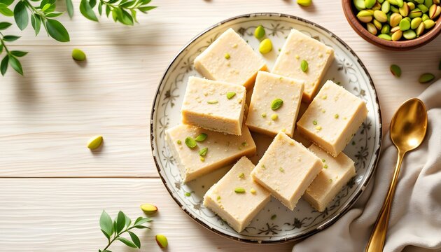 Close-Up of Traditional Persian Ardeh Halva Topped with Pistachios
