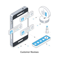 Customer Reviews isometric stock illustration. EPS File stock illustration