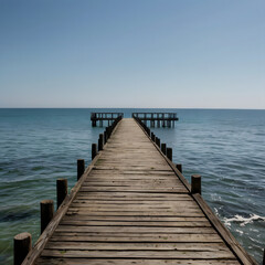 Old Wooden Pier Extending into the Horizon