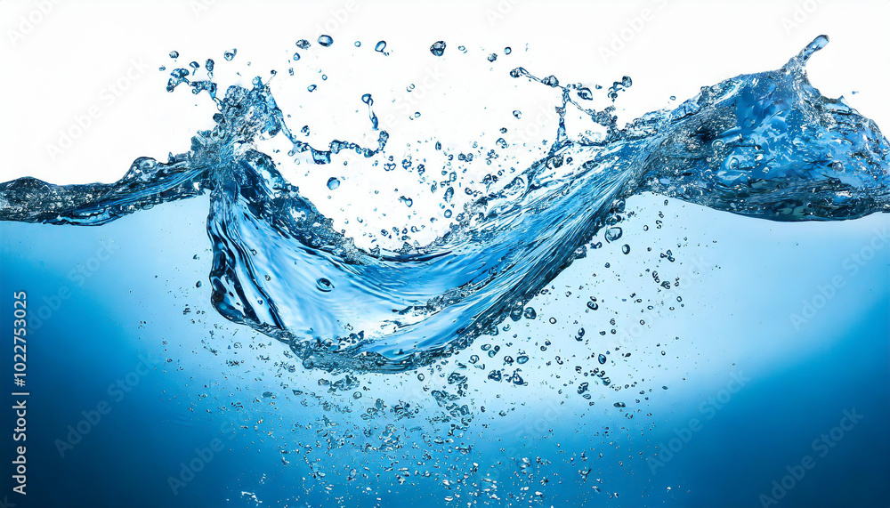 Aufkleber dynamic splash of water creates captivating patterns under bright light at the surface in a clear se