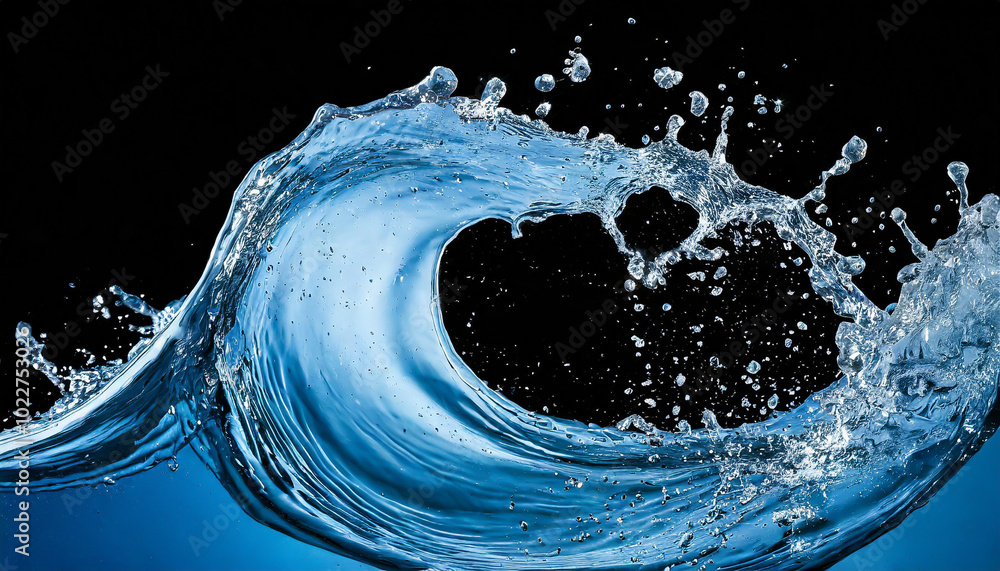 Aufkleber dynamic water splash creating a circular wave against a black background highlighting motion and flu