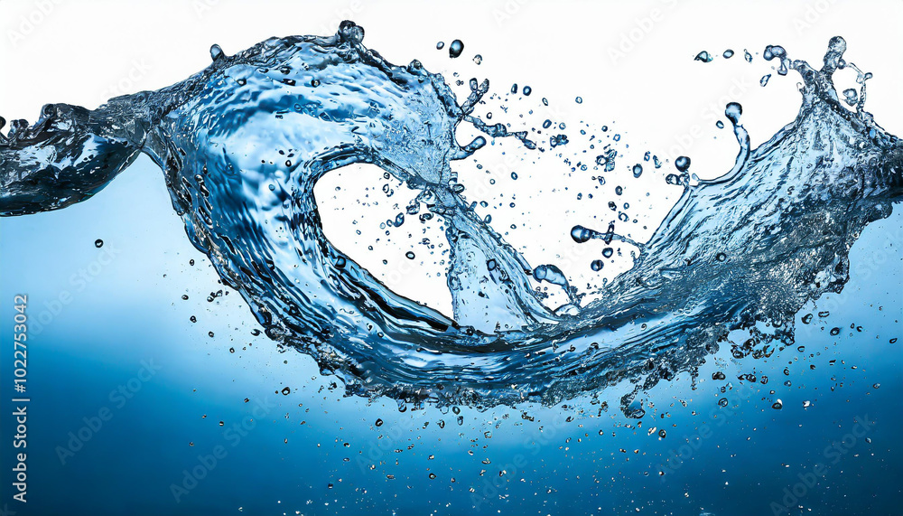 Poster water splashing dynamically against a clean backdrop, capturing the essence of movement and fluidity