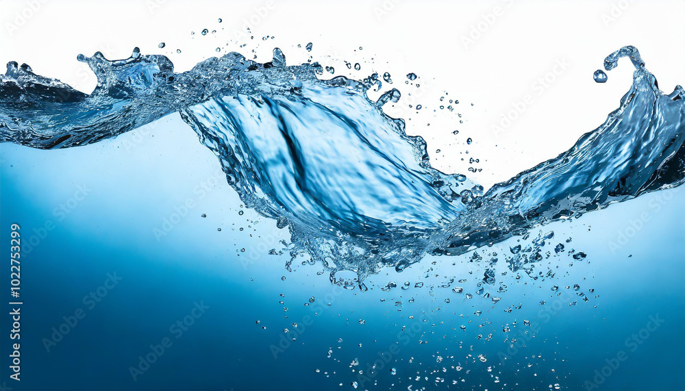 Aufkleber a close-up view of splashing water creating dynamic waves against a white background in a serene set