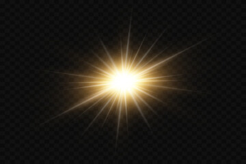 Glowing flare with rays of light. Flash of star and light.