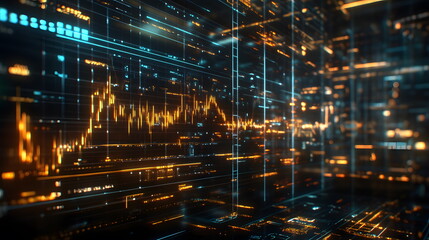 Fototapeta premium Holographic Market Chart Visualization Display