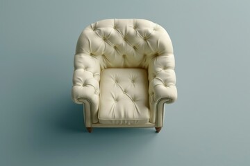 Elegant tufted armchair displayed on a soft-colored floor in a modern interior design setting