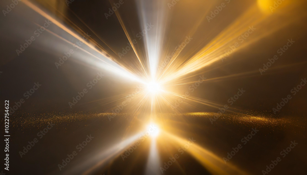 Poster bright beams of light create a mesmerizing reflection on a smooth surface in an indoor space during 