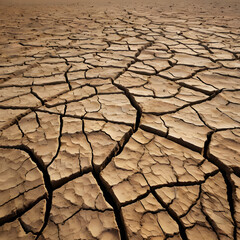 Dried Cracked Earth in a Desert