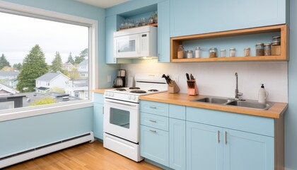 Welcoming kitchen filled with fresh ingredients and modern appliances for culinary creations