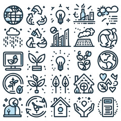 Eco-Friendly Concept Icons for Sustainability and Renewable Energy, icons set