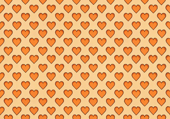 Seamless heart pattern with red and pink hearts on a beige background 베이지 배경에 빨강과 분홍색 하트가 반복된 심리스 패턴
