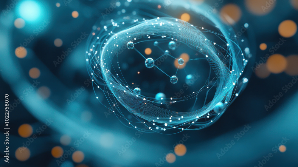 Aufkleber futuristic depiction of molecular structures and particles, showcasing intricate connections and int