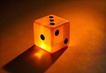a orange crystal dice create with ai