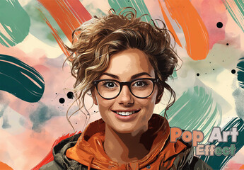 Pop Art Photo Effect With Abstract Paint Strokes Mockup. Generative Ai Background