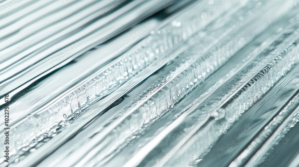 Poster a close-up of ribbed glass texture, emphasizing the lines and grooves that create dynamic light play
