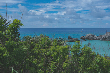 Tropical paradise Caribbean white sandy beach laguna luxury resort refuge hideaway getaway Bermuda island for deluxe dream holiday vacation picturesque landscape seascape scenery