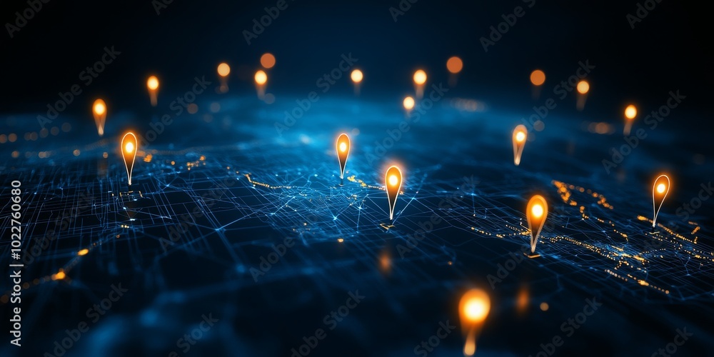 Aufkleber a digital network illuminated by glowing nodes, symbolizing connectivity and data flow in a futurist
